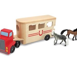 Melissa and Doug wooden Horse Carrier with horses